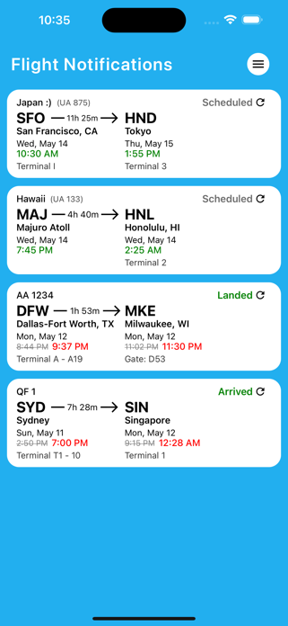 Flight Notifications Screenshot 1 of 3