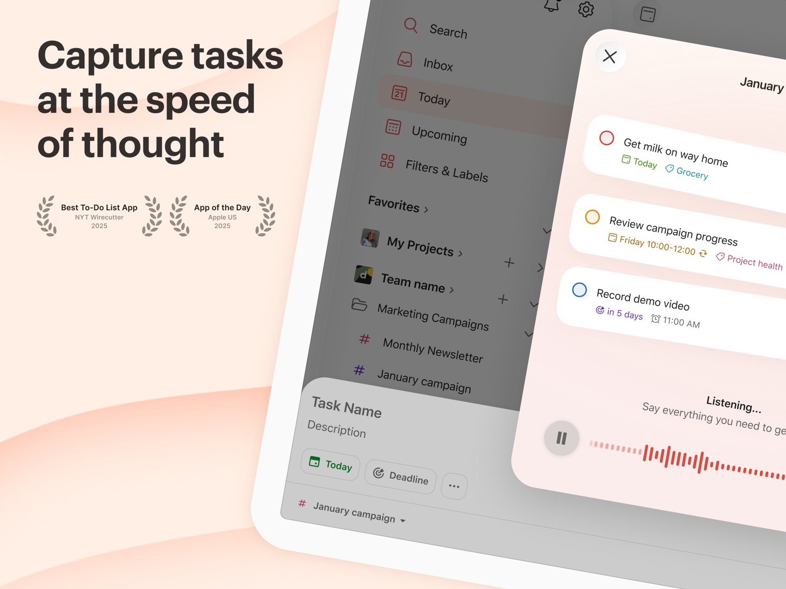 Todoist: To Do List & Calendar ipad screenshot 1