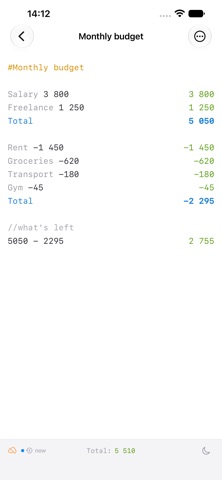 Kalk: Plain Text Calculator Screenshot 5 of 5
