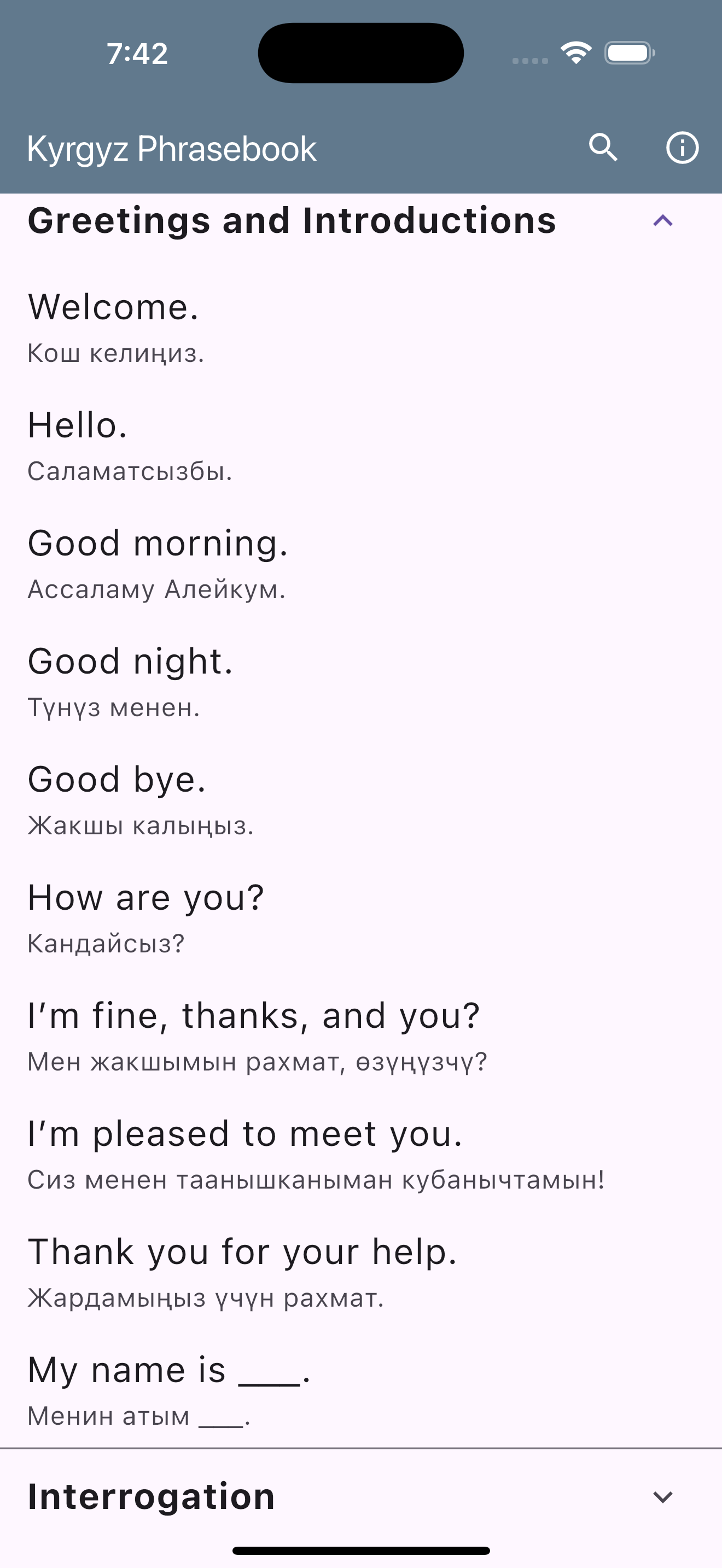 Kyrgyz Phrasebook screenshot 2