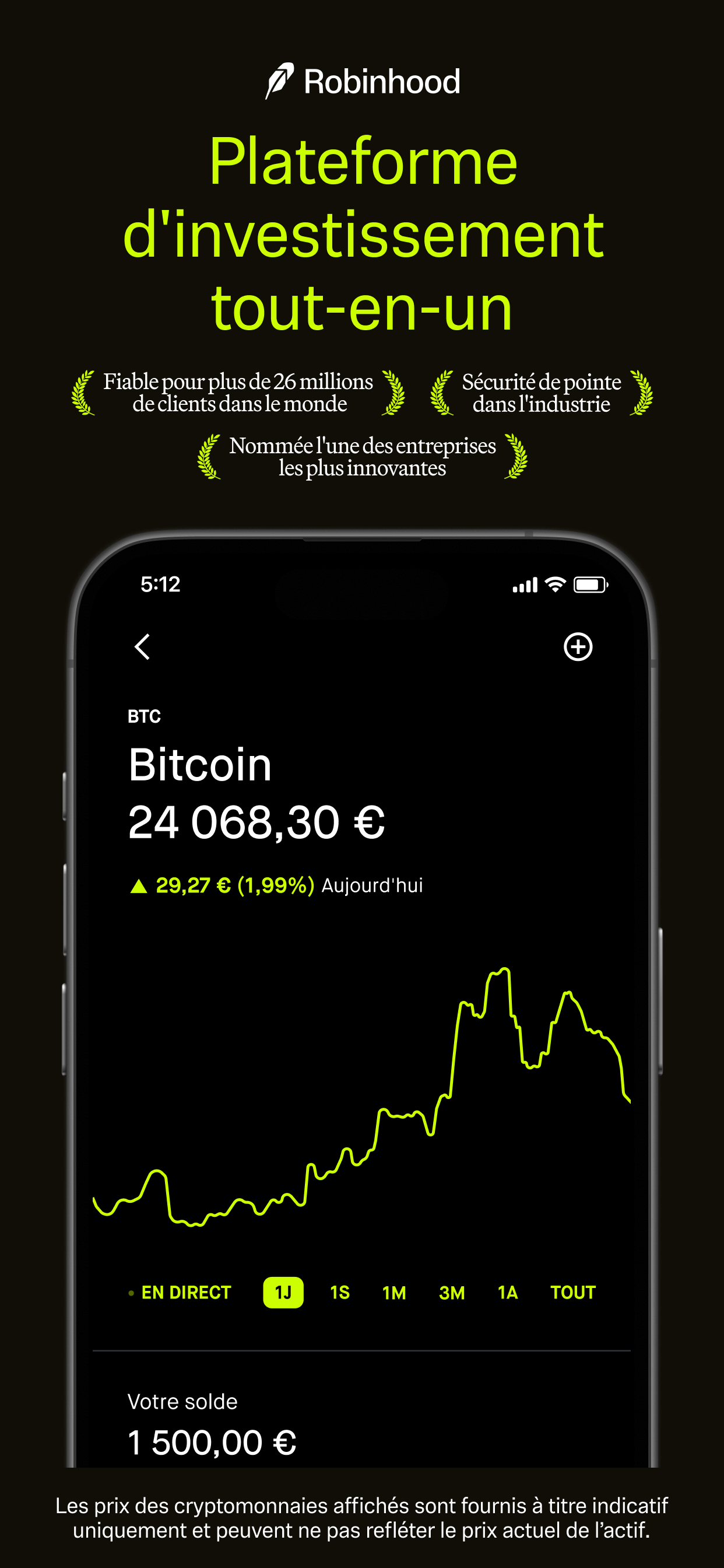 Robinhood: Achat Crypto, BTC