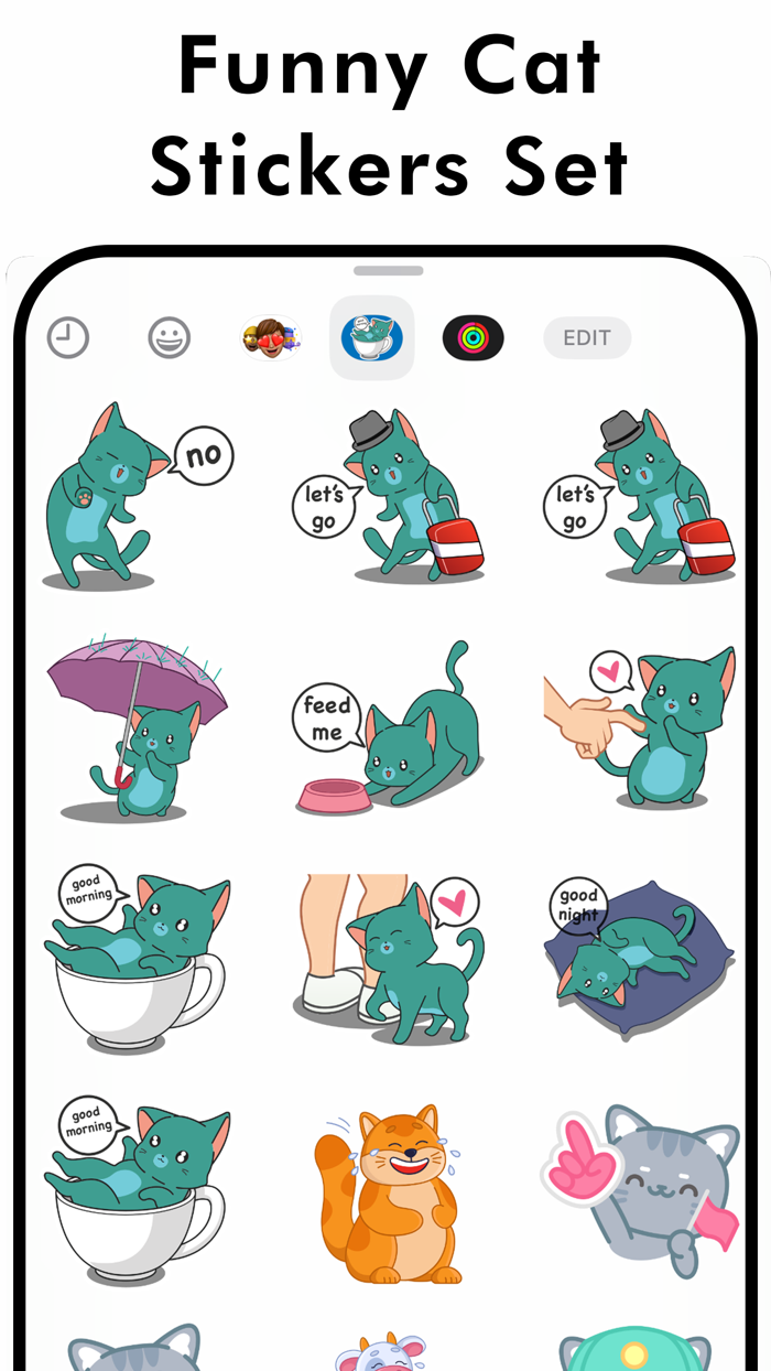 Funny Cat Stickers Set