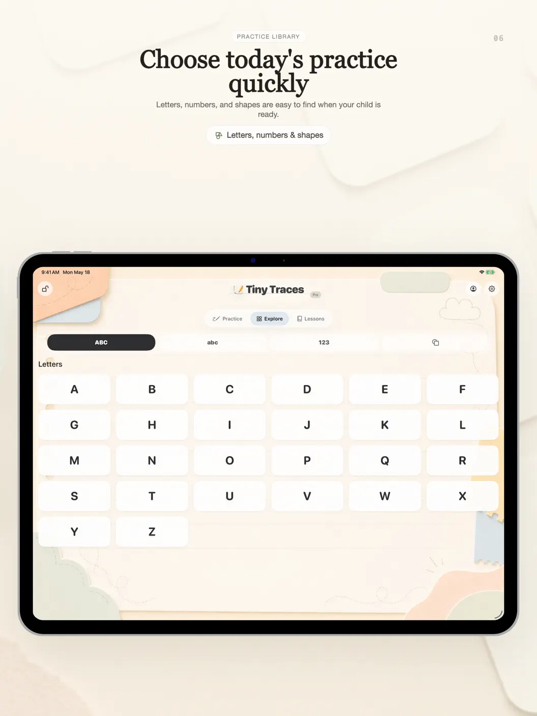 TinyTraces Kids ABC Tracing 儿童字母书写练习应用截图