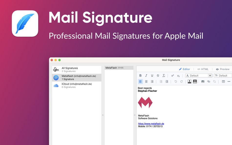 #1. Mail Signature for Mail App (macOS) Tekijänä: Stephan Fischer