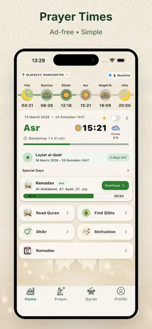 Muslimio: Prayer Times & Quran screenshot 1