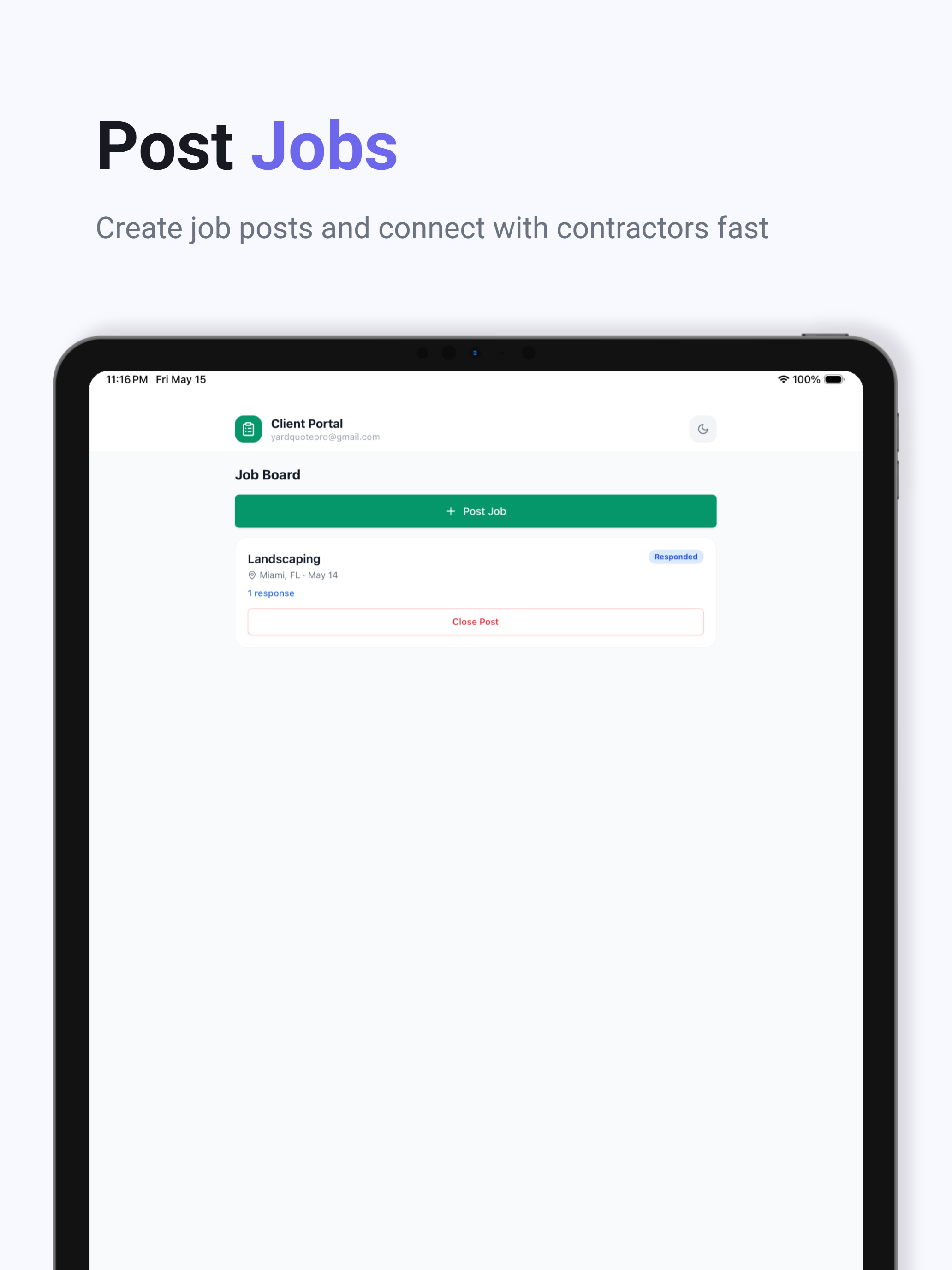 YardQuote Portal: Client Hub