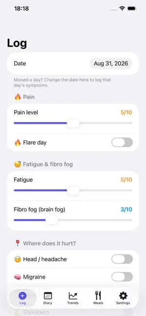 FibroLog: Fibromyalgia Diary screenshot 1