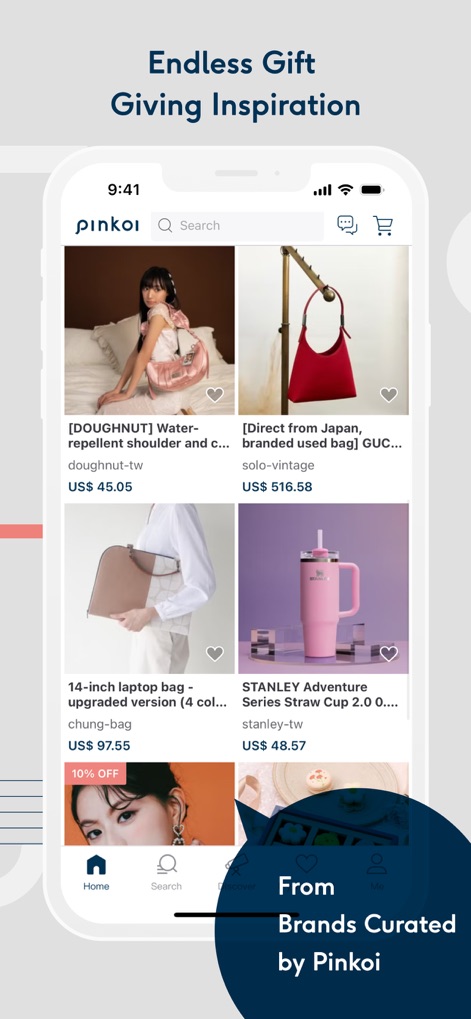 Pinkoi - The app offers "Endless Gift Giving Inspiration" through its meticulously curated product listings, emphasizing selections "From Brands Curated by Pinkoi."