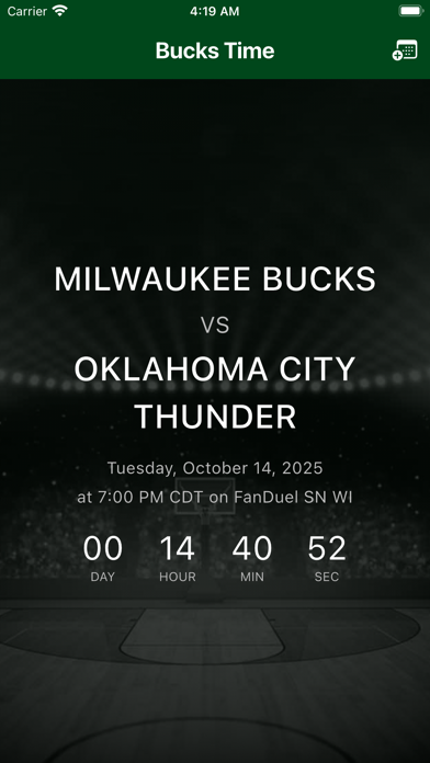 Bucks Time iPhone screenshot 1 - Sports app