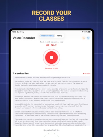 TLDL: Notes Voice Recorder AI iPad screenshot
