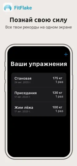 Скриншот FitFlake трекай рекорды в зале на iPhone 1