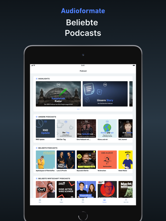TAH -Nachrichten und Podcast iPad screenshot 6 - News app