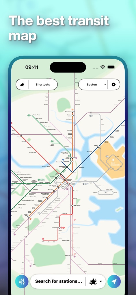 Mapway: Maps & Transit Planner - Users can explore "Amazing Interactive Maps" for cities like Boston, easily selecting their destination or switching locations using the intuitive city selector.