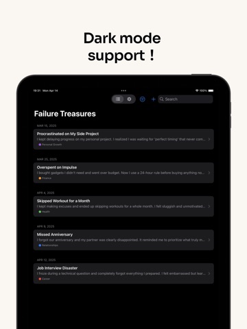 Memo for success Failure Memo iPad screenshot