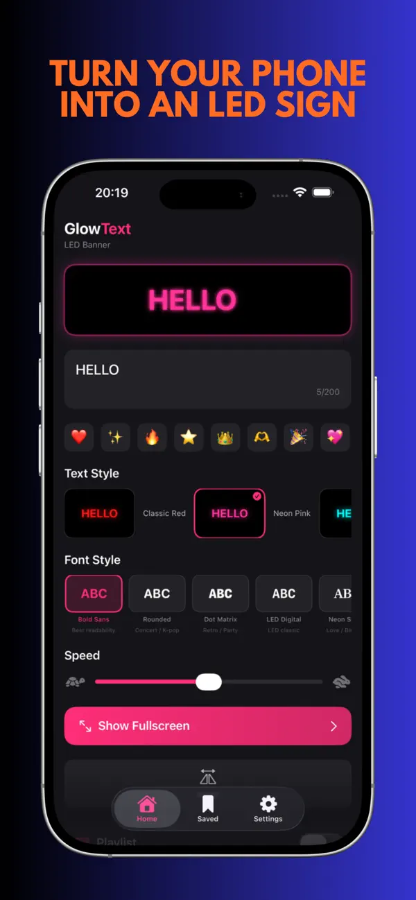 GlowText: LED Banner App - Scrolling Sign for iPhone App Store screenshot 2
