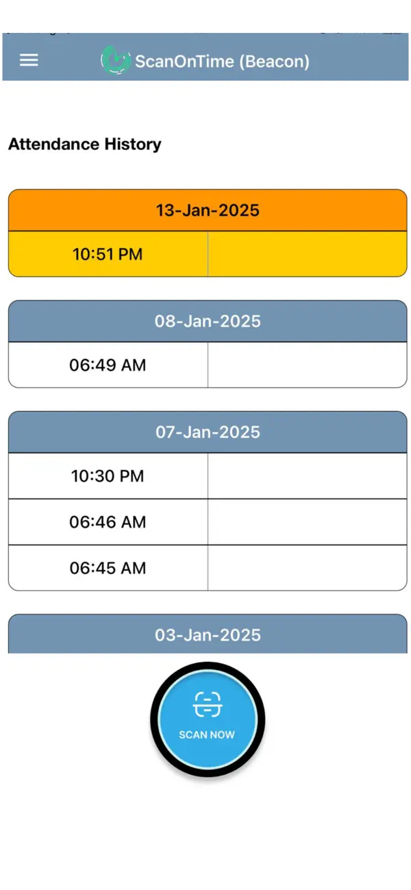Screenshot #1 pour ScanOnTime Beacon Attendance