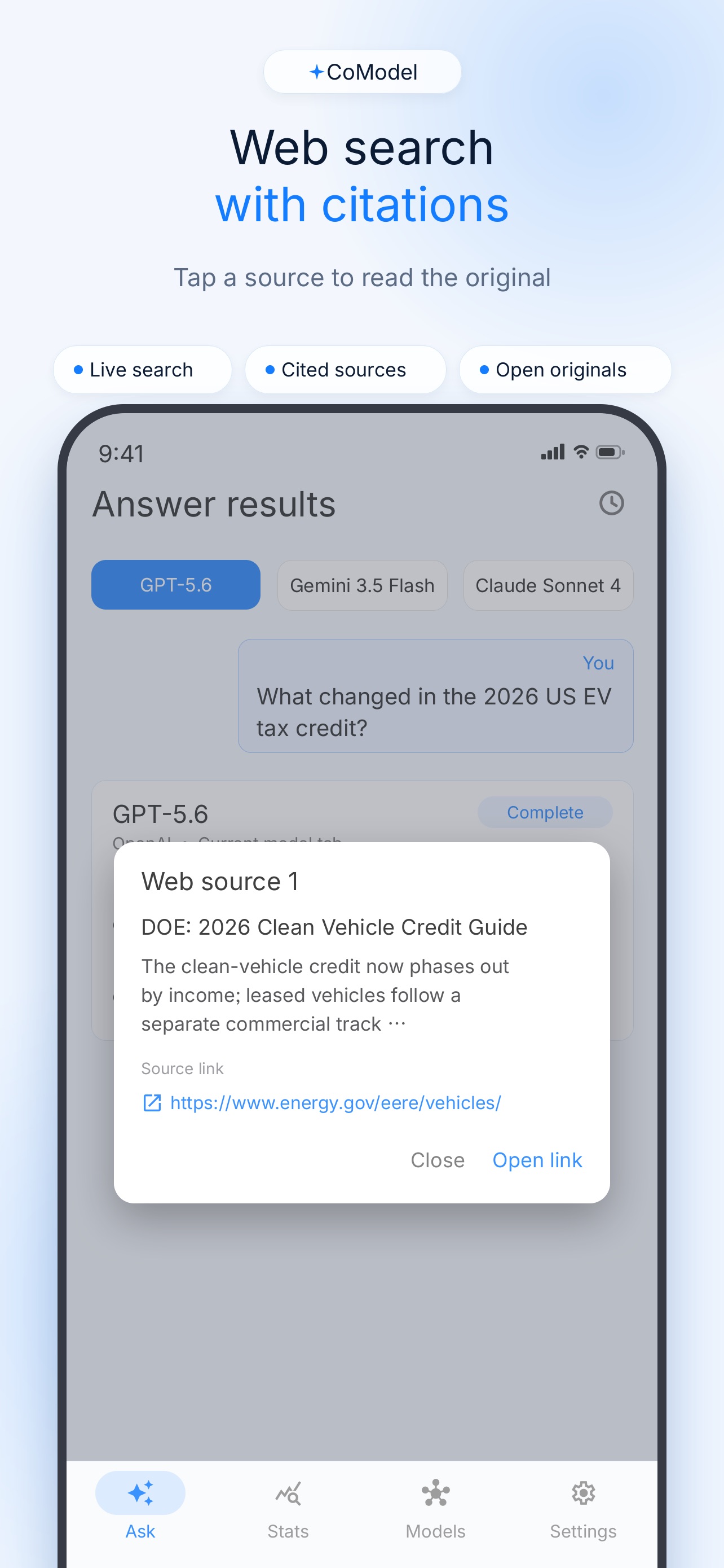 Screenshot 3 of CoModel AI: Compare & Chat