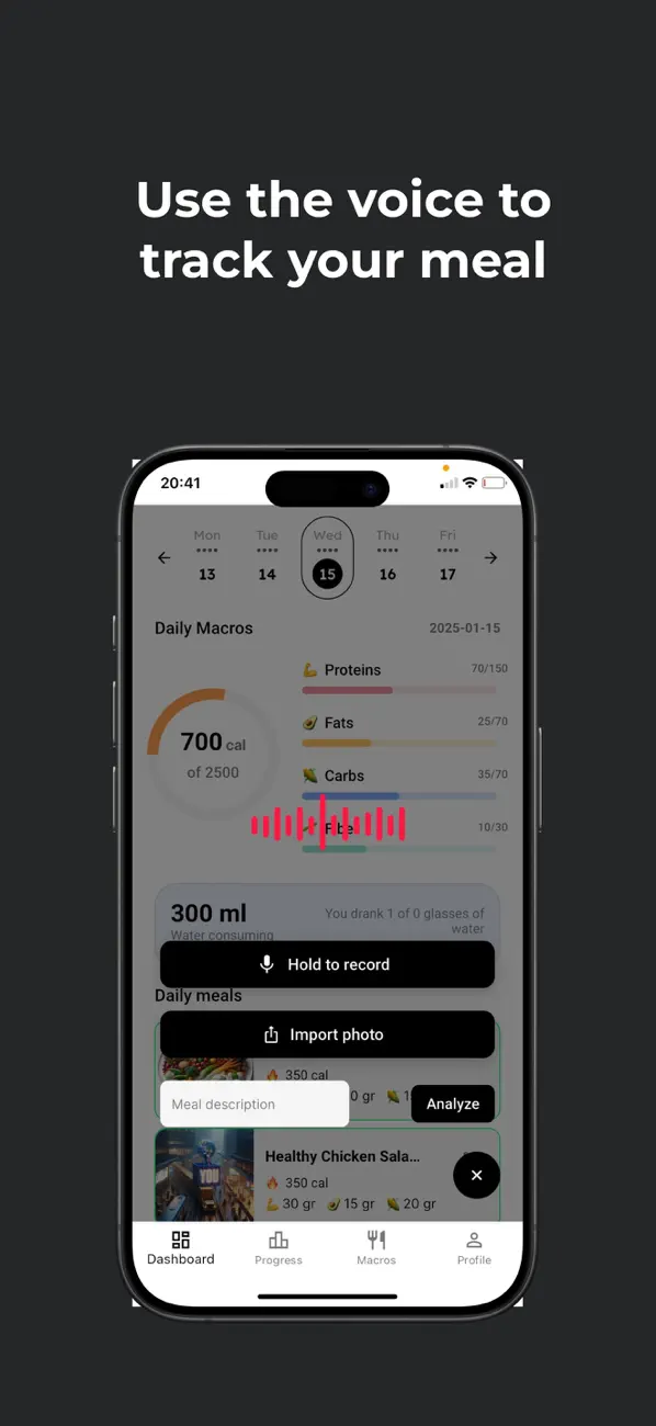 Screenshot #1 pour AI Food Tracker - Be Top!