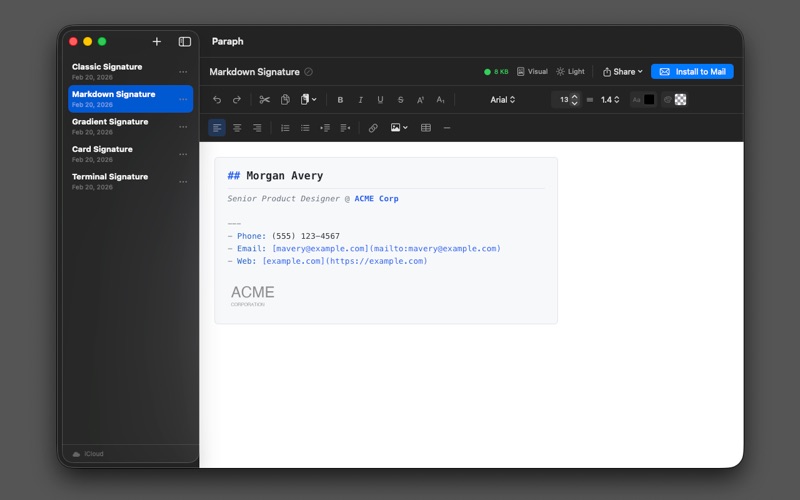 Paraph screenshot