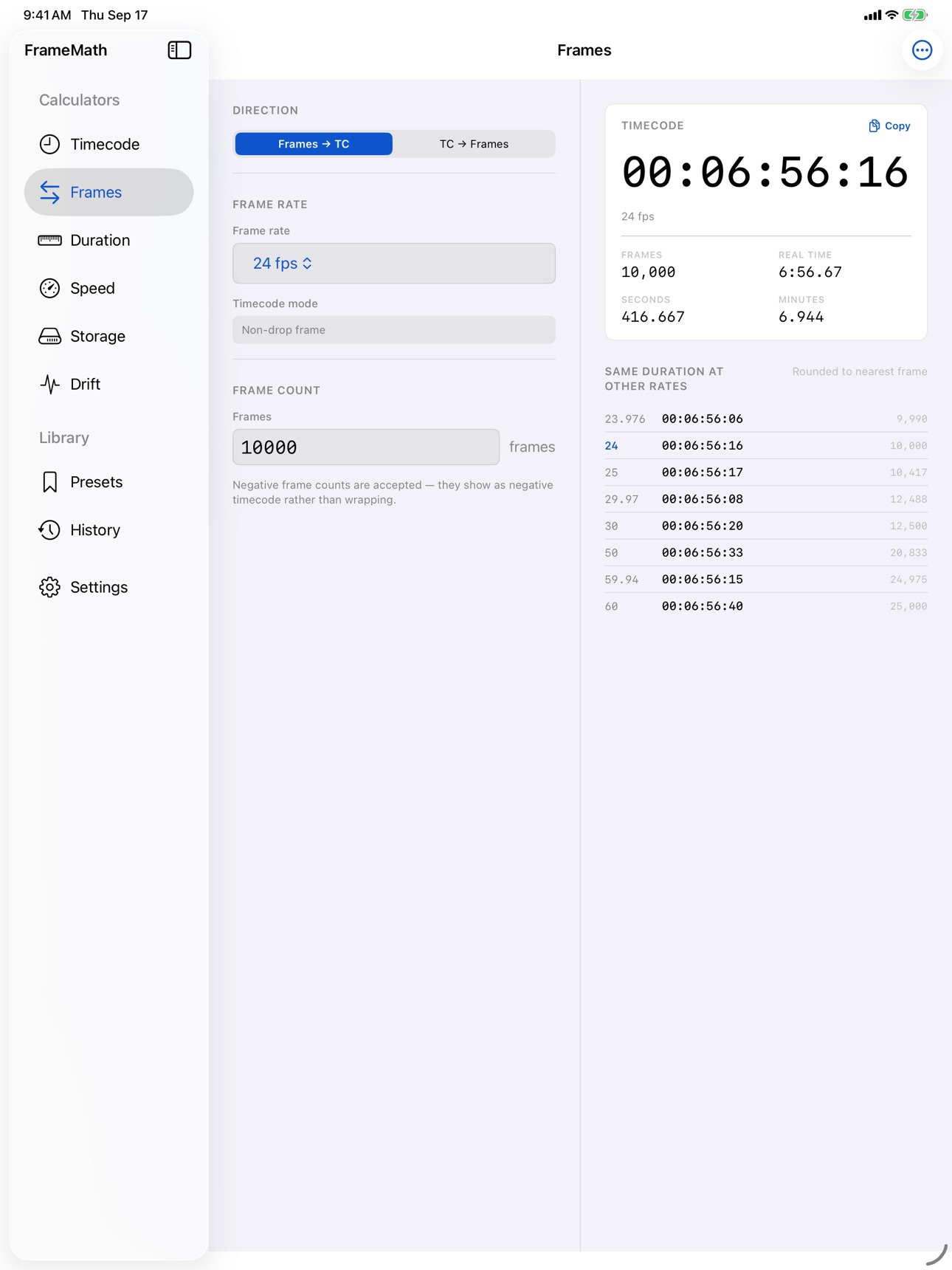 Screenshot 8 of FrameMath: Timecode Tools