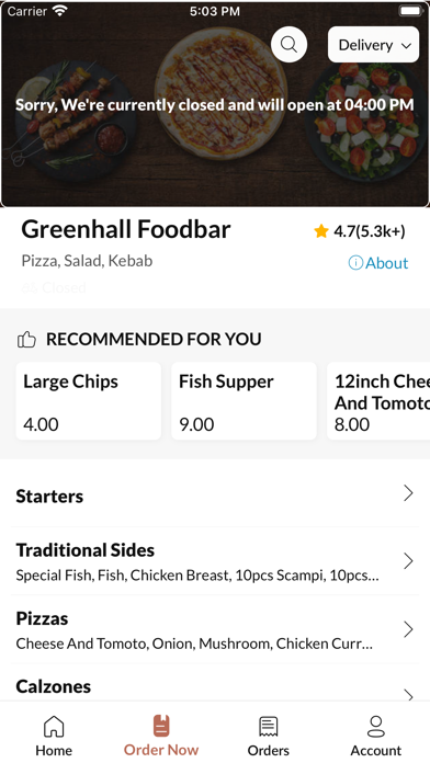 Greenhall Foodbar Screenshot