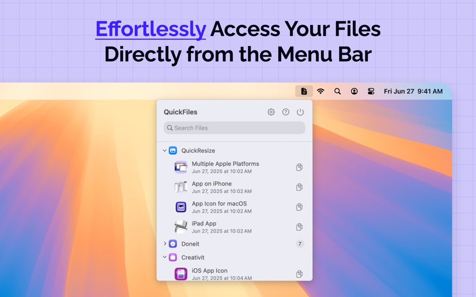 #1. QuickFiles - Menu Bar Files (macOS) 由: DesignTech SIA
