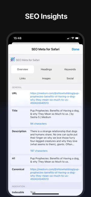 SEO Meta for Safari screenshot 1