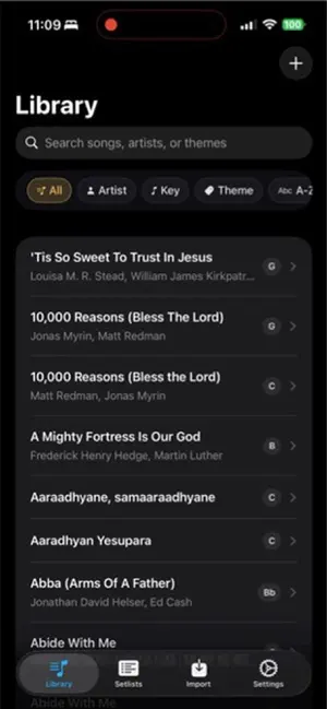 Psalmist screenshot 2