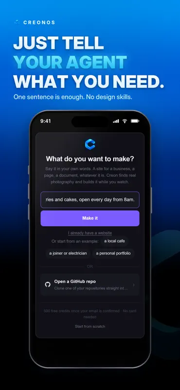 CreonOS: AI Website Builder screenshot 2 of 9