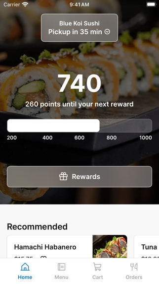 Screenshot 1 of Blue Koi Sushi App