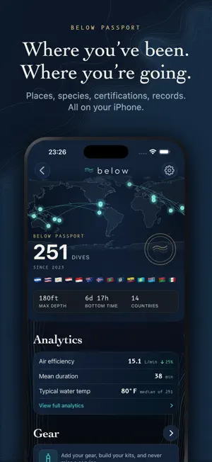 Below: Scuba Dive Log & Sites screenshot 1