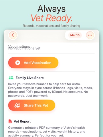 Dog & Cat Health Log: PawTrack iPad screenshot