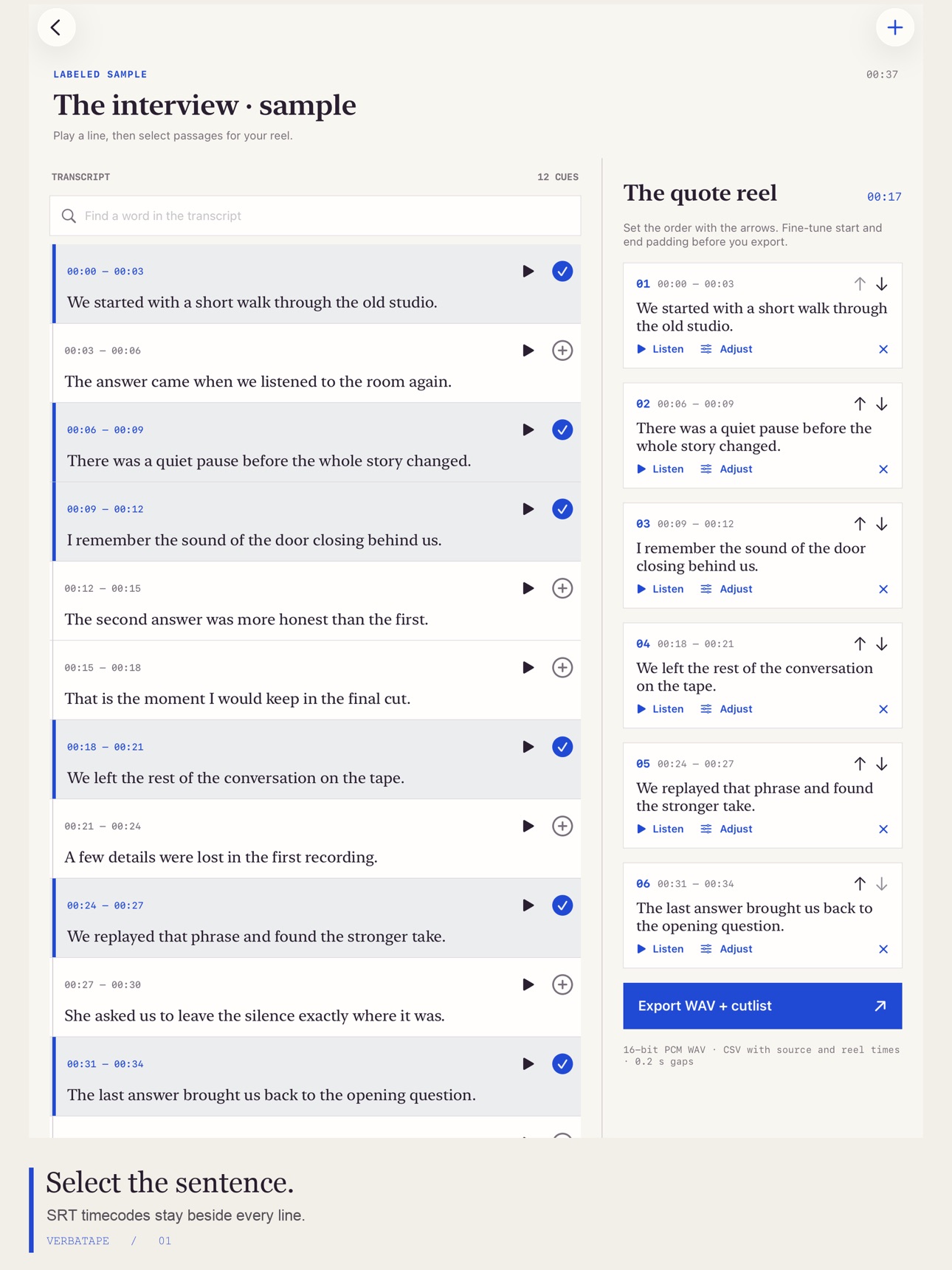 Screenshot 6 of Verbatape Quote Reel Editor