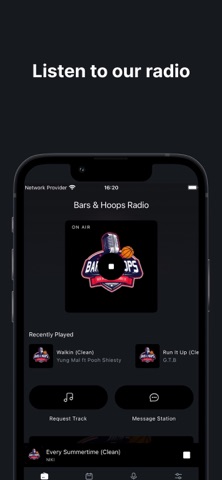 Bars & Hoops Radio app screenshot