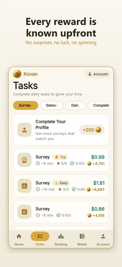 Kovan: Surveys for Cash – App screenshots 4