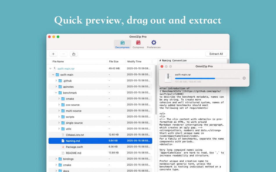 #1. OmniZip - WinRAR Extractor (macOS) 由: 惠源 赵