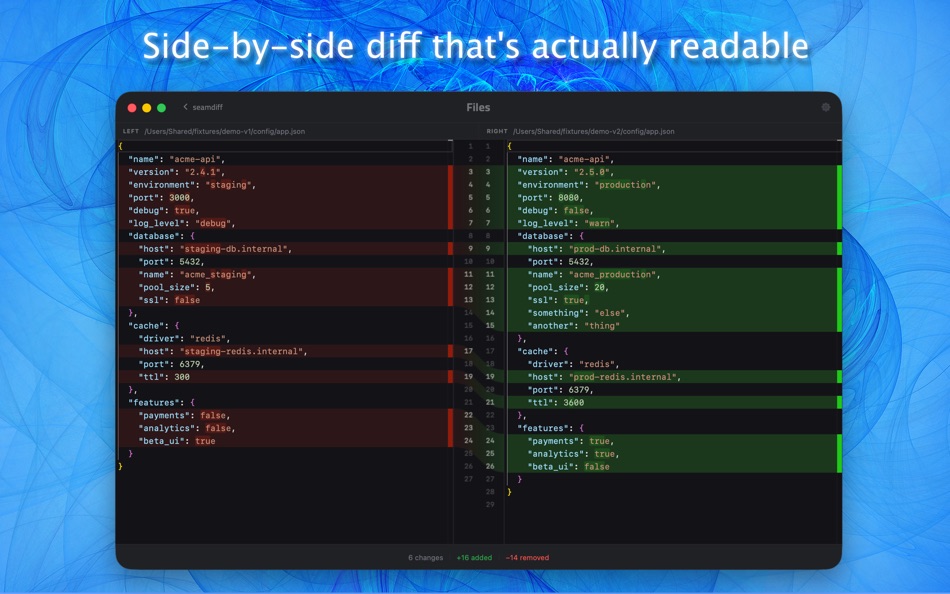 #2. SeamDiff (macOS) Por: Ihor Kuzyk