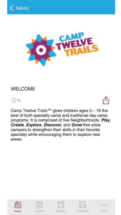 Screenshot 1 of Camp Twelve Trails App