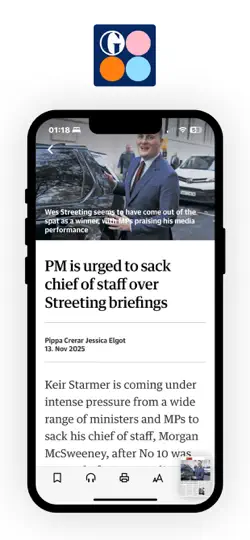 Capture d'écran de The Guardian Editions sur iPhone 6