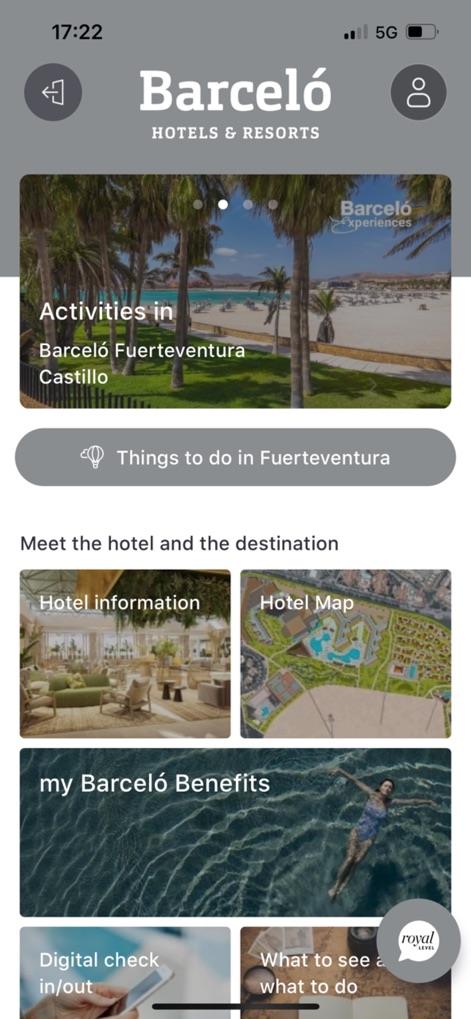Barceló Hotel Group - Nutzer können detaillierte Informationen über das Hotel abrufen, einschließlich eines digitalen Hotelplans und der Option für einen digitalen Check-in/Check-out.