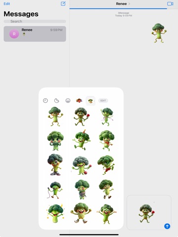Dancing Broccoli Stickers iPad screenshot