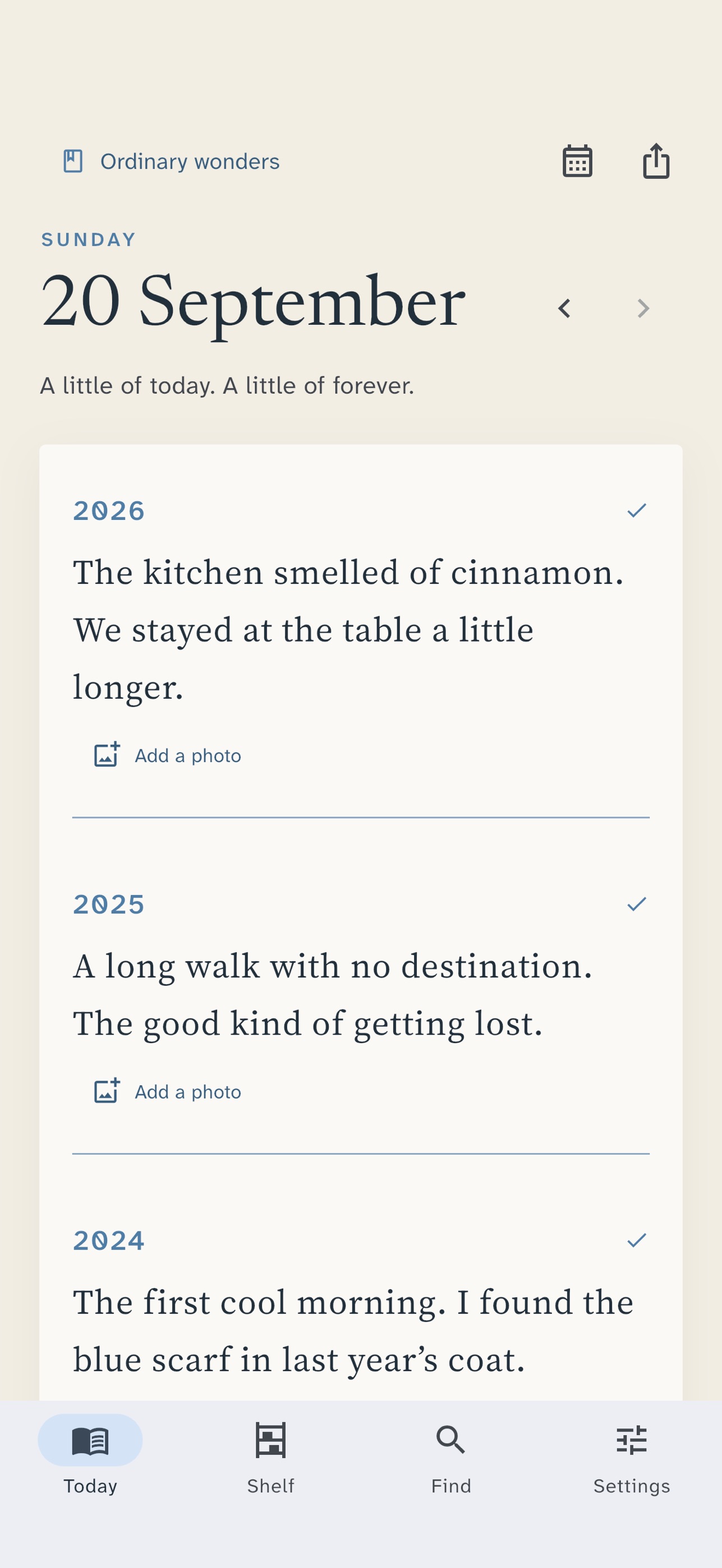 Screenshot 1 of Yearshelf: 5-Year Journal