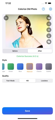 Colorize old photo iPhone screenshot