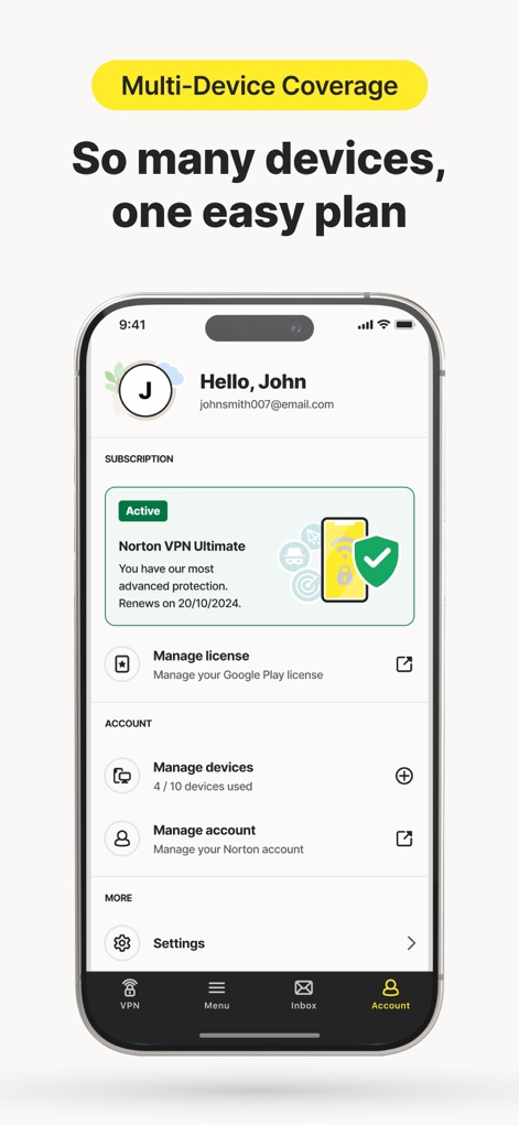 Norton VPN – Fast & Secure - Manage Your Devices