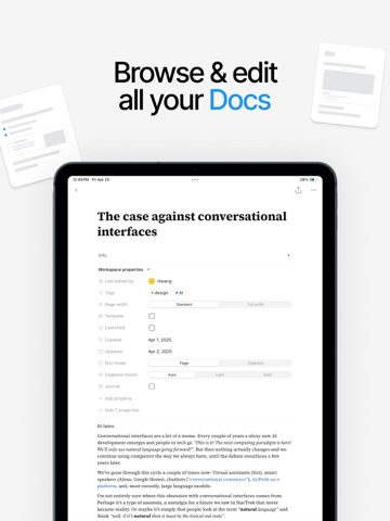 AFFiNE: Notes, Whiteboard AI iPad screenshot