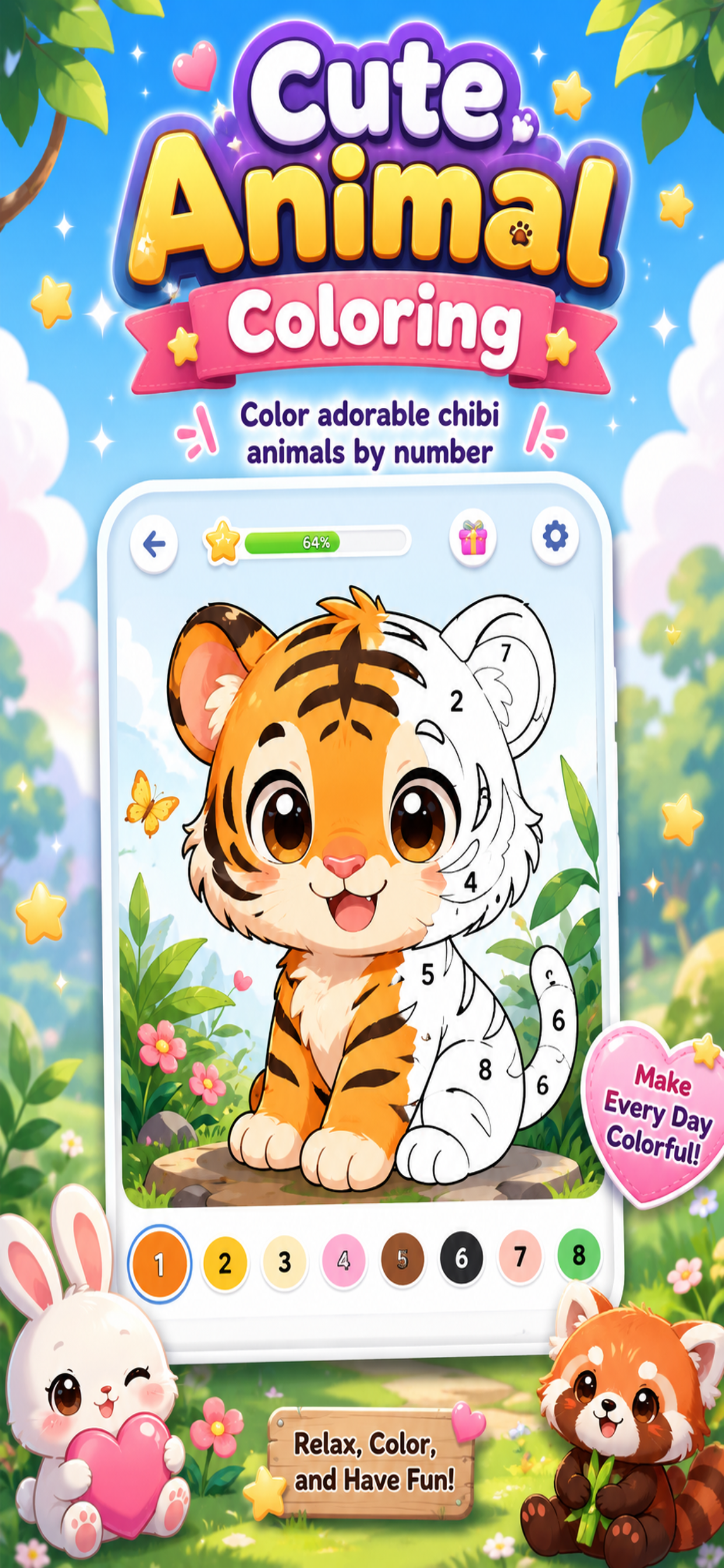 Cute Animals Color by Number screenshot 4