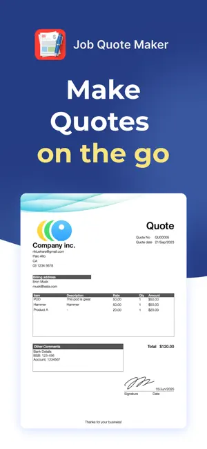 Job Quote Maker - Invoice app screenshot 1