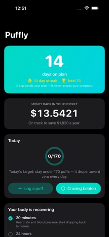 Puffly: Quit Vaping Tracker Screenshot 2 of 3