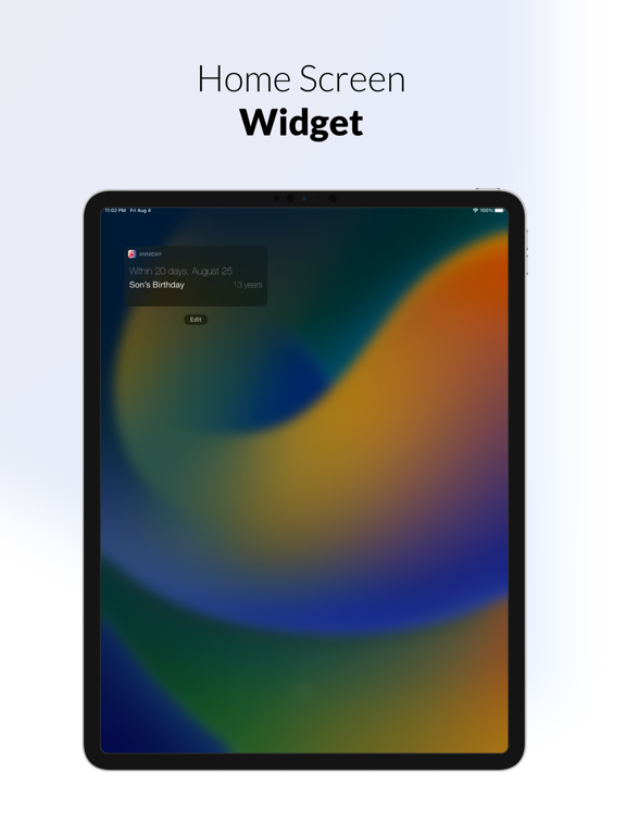 Anniday - Birthday Reminder iPad screenshot 5 - Utilities app