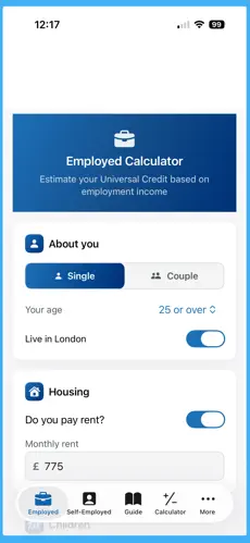 UK Benefits Calculator Screenshot 1